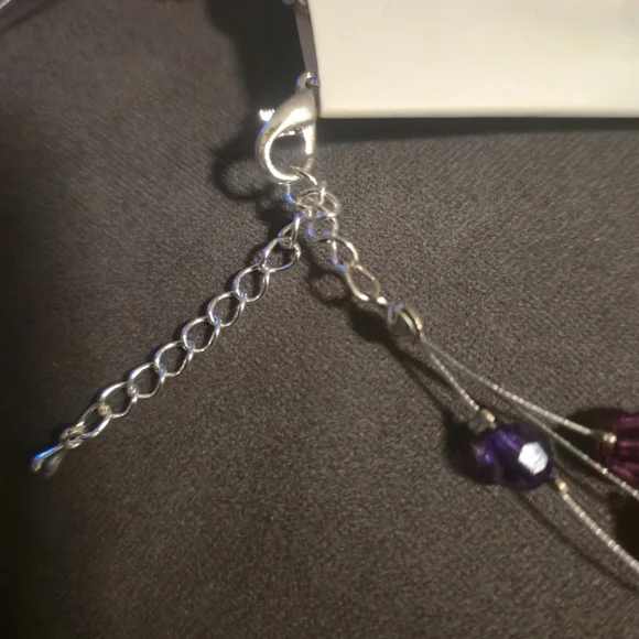 Penningtons Purple Multi-Strand Illusion Necklace & Dangle Earrings Jewelry Set - Picture 10 of 12